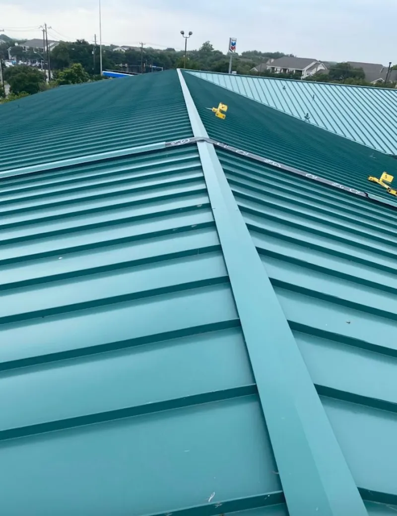 Green commercial metal roof ridge and valley for Metal Roof Repair in Leavenworth